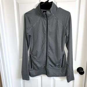 Champion active wear Track jacket Gray & Black Zip Up Thumb Holes Size Small